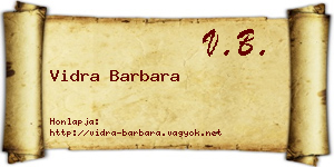 Vidra Barbara névjegykártya